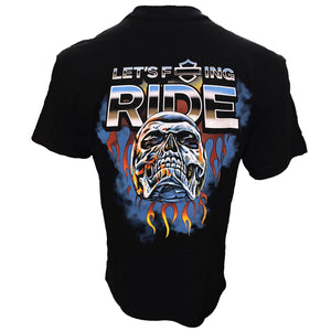 Harley-Davidson Men's Let's F*ing Ride Chrome Skull Short Sleeve Shirt, Black 96657-25VM