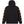 Black hoodie with orange patterns on sleeves against a white background