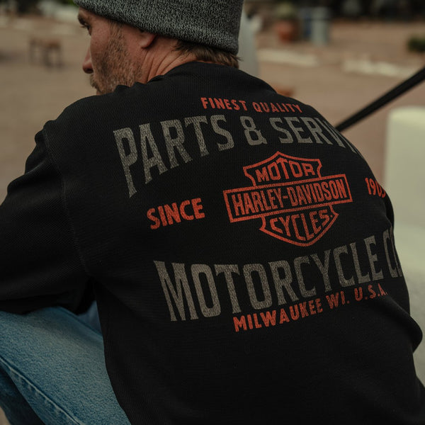 Harley-Davidson Men's Parts & Service Thermal Long Sleeve Shirt, Black 96724-25VM
