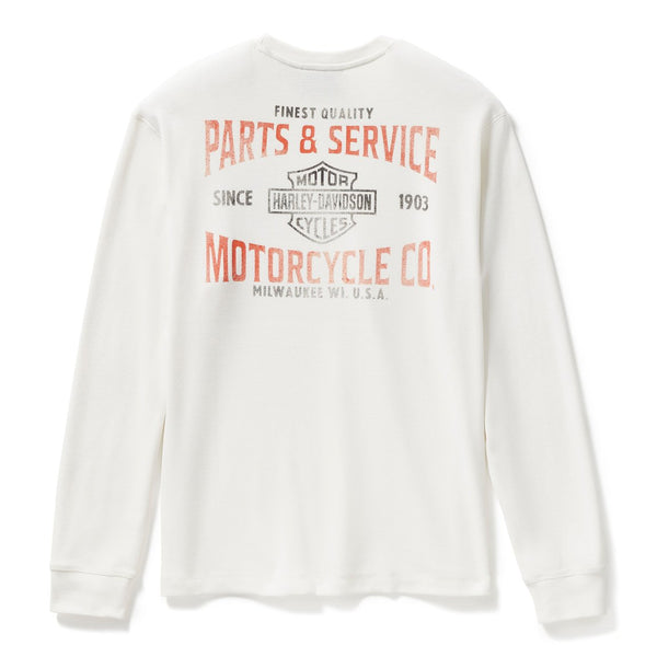 White sweatshirt with red and black text and graphics on a white background