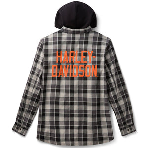 Plaid shirt with 'Harley-Davidson' logo on a white background