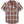Plaid shirt with orange, gray, and black pattern on a white background
