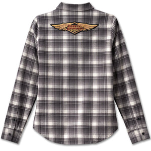 Harley-Davidson Women's 120th Anniversary Blackened Pearl Plaid Retro Flannel Shirt 96745-23VW