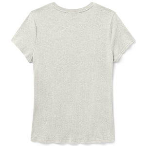A light heather gray short-sleeve t-shirt shown from the back, laid flat against a solid white background.