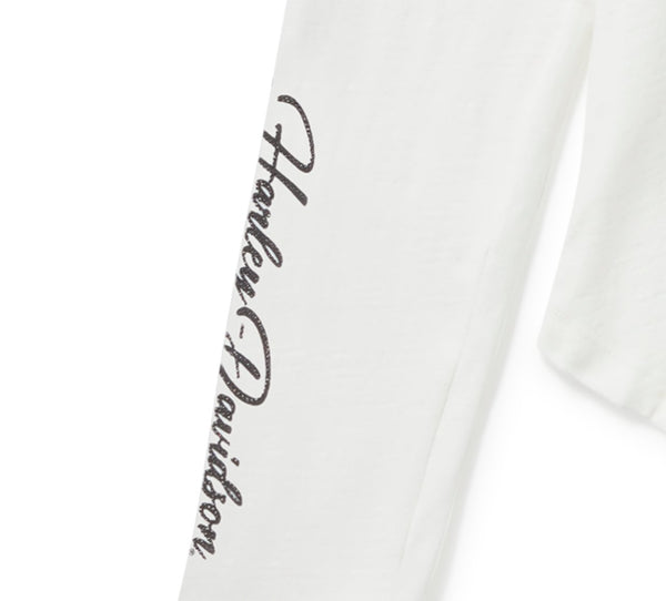 White sleeve with black text on a white background