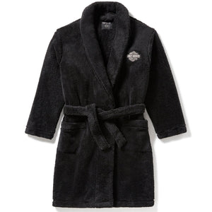 Black robe with a logo on a white background