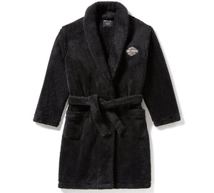 Black robe with a logo on a white background