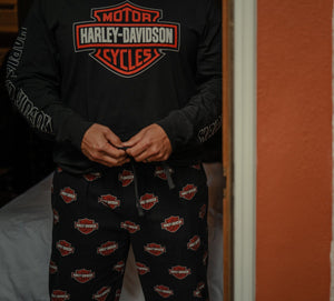 Harley-Davidson Men's Classic Bar & Shield Long Sleeve Shirt/ Pants Pajama Set, Black 96792-25VM