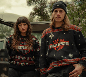 Harley-Davidson Men's Harley Holiday Christmas Long Sleeve Sweater, Black 96794-25VM
