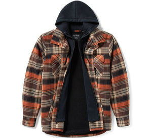 Plaid jacket with a hood on a white background