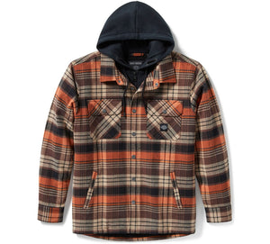 Plaid jacket with a hood on a white background