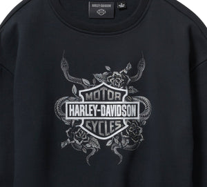 Black Harley-Davidson sweatshirt with logo and floral design
