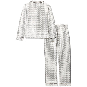 Pyjama set with long-sleeve top and pants on a white background