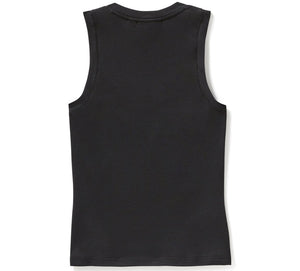 Black sleeveless shirt on a white background