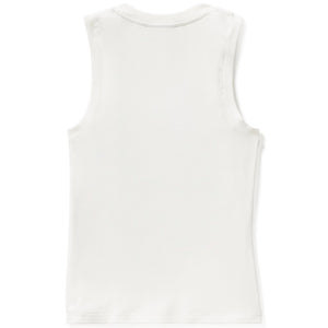 White sleeveless top on a white background