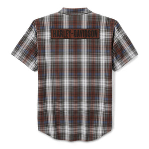 Plaid shirt with 'Harley-Davidson' logo on a white background