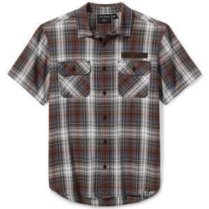 Plaid short-sleeve shirt on a white background