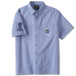 Harley-Davidson Men's Forever Button-Up Short Sleeve Shirt, Blue 96860-23VM