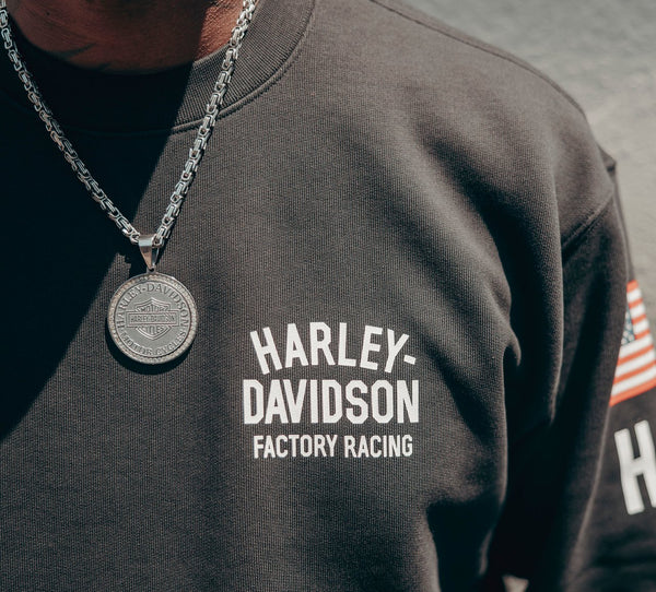 Harley-Davidson Unisex Factory Racing Team Crewneck Long Sleeve Sweatshirt, Black 96860-25VX