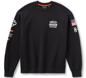Black Harley-Davidson sweatshirt with branding on a white background
