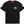 Black t-shirt with a logo and small flags on sleeves against a white background