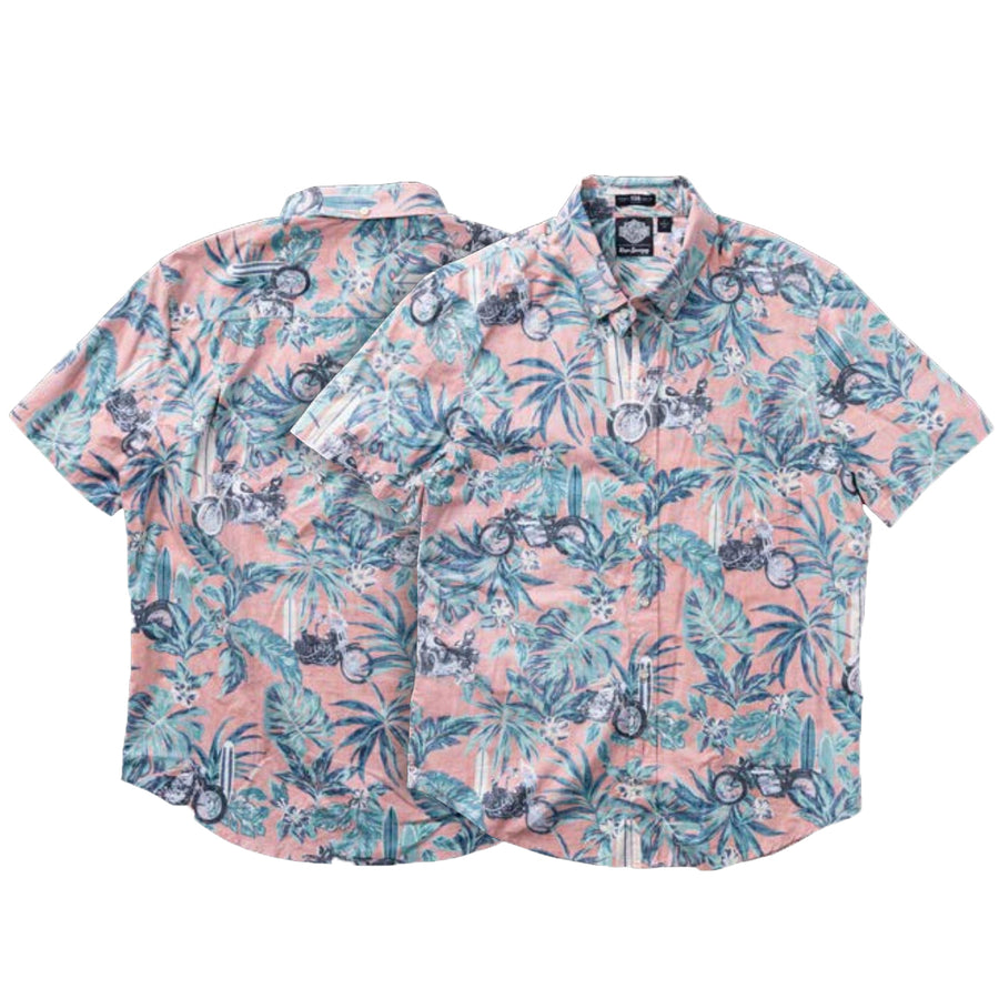 Harley-Davidson X Reyn Spooner Men's Aloha Button-Up Short Sleeve Shirt, 96915-23VM, Orange