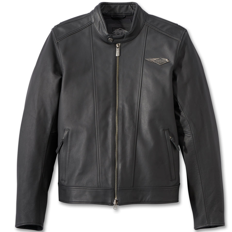 Harley-Davidson Men's Revelry Buffalo Leather Jacket, Black 97030-23VM