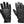 Pair of black gloves with a brand logo on a white background