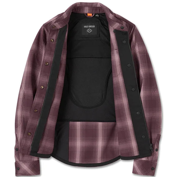 Harley-Davidson Women's H-D Operative 2.0 Riding Long Sleeve Shirt Plaid Jacket, Sassafras & Wistful Mauve 97123-25VW