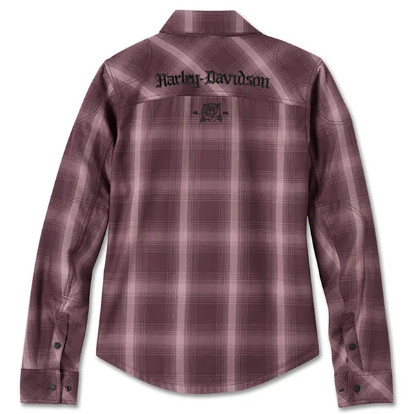 Harley-Davidson Women's H-D Operative 2.0 Riding Long Sleeve Shirt Plaid Jacket, Sassafras & Wistful Mauve 97123-25VW