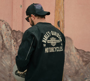 Harley-Davidson Men's Deflector Fleece Long Sleeve Riding Jacket, Black 97132-25VM