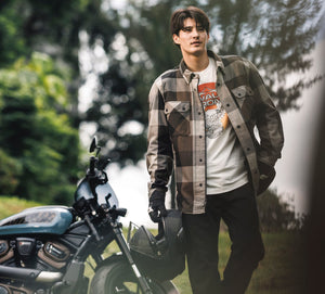 Harley-Davidson Men's Operative 2.0 Button-Up Long Sleeve Riding Jacket, Ghost Grey/ Black Olive 97170-25VM