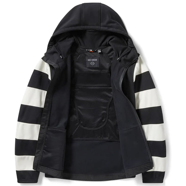Harley-Davidson Men's H-D® Breakout Deflector 2.0 Hooded Riding Fleece Jacket, Black & White 97178-25VM