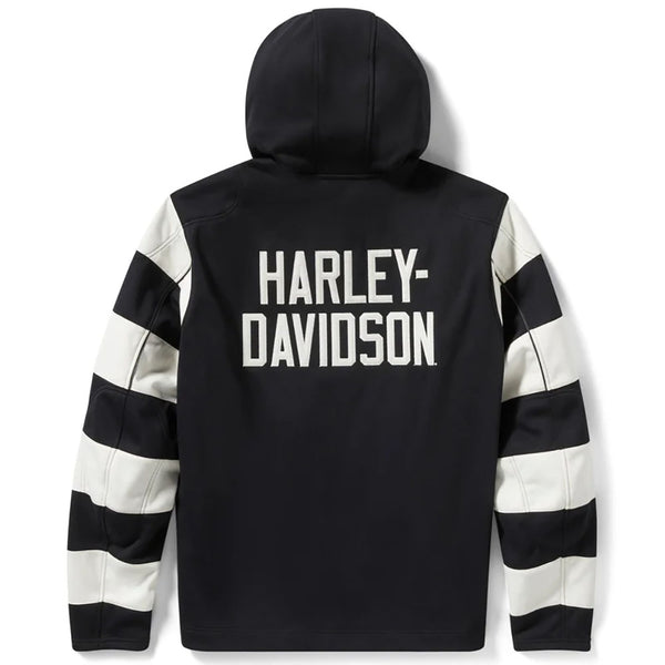 Harley-Davidson Men's H-D® Breakout Deflector 2.0 Hooded Riding Fleece Jacket, Black & White 97178-25VM