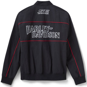 Black jacket with 'Harley-Davidson' branding on a white background