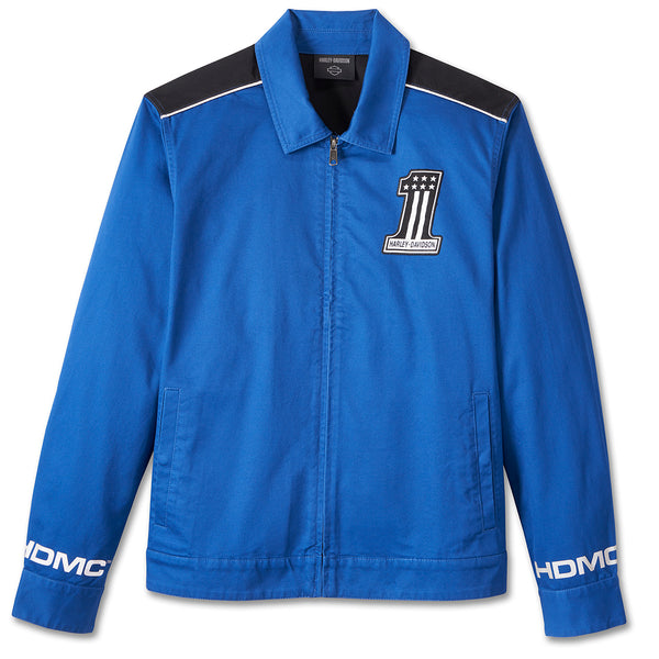 Harley-Davidson Men's #1 Logo Zip-Up Long Sleeve Jacket, True Blue 97405-24VM