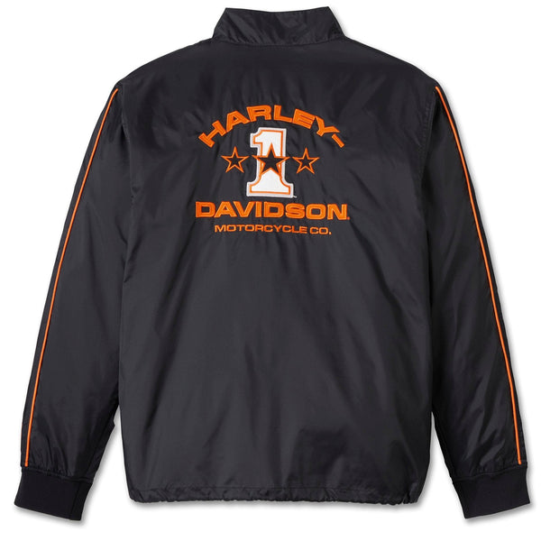 Harley-Davidson Women's Three Stars Zip-Up Long Sleeve Coaches Jacket, Black 97406-25VW