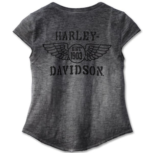 Harley-Davidson Women's Cavalry Short Sleeve Black Henley 97469-23VW