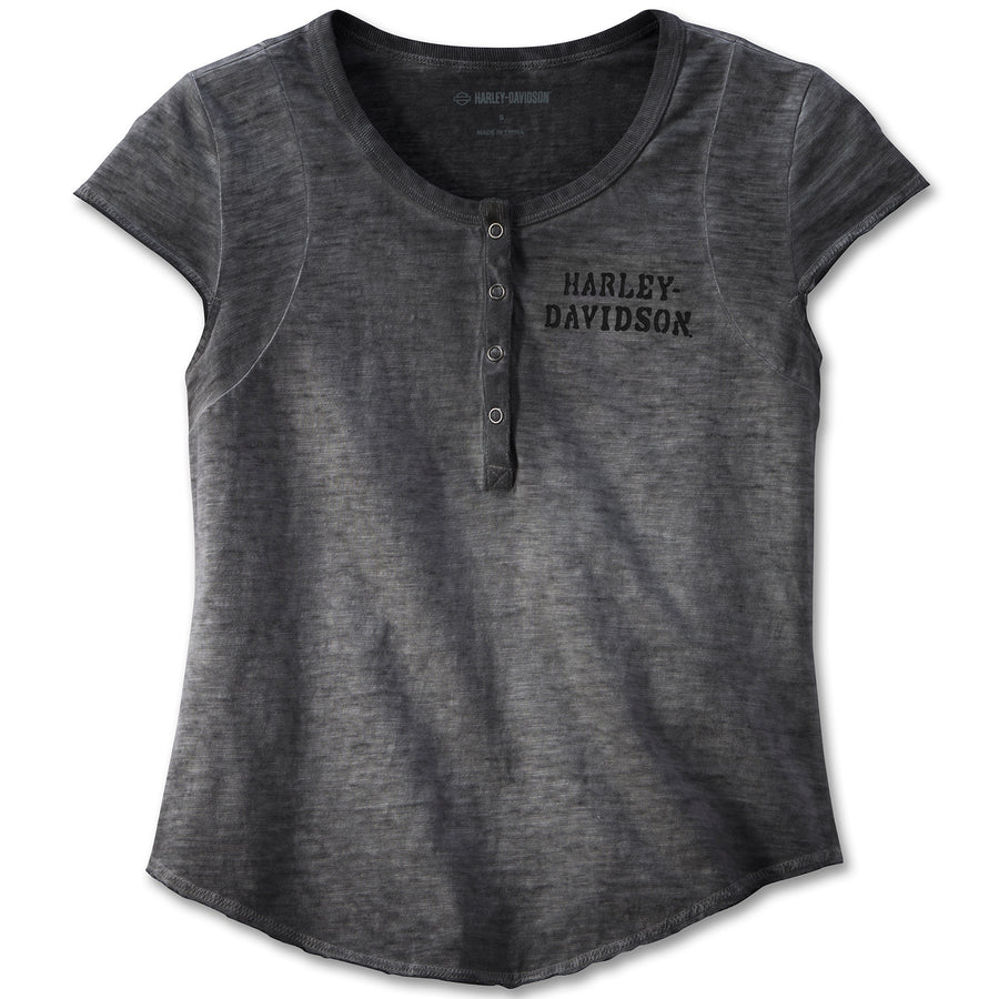 Harley-Davidson Women's Cavalry Short Sleeve Black Henley 97469-23VW
