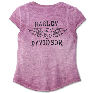 Harley-Davidson Women's Cavalry Short Sleeve Purple Henley 97471-23VW