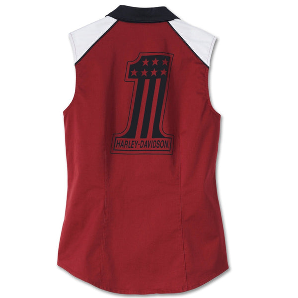 Harley-Davidson Women's Liberty Zip Front Sleeveless Shirt, Winery Red 97520-23VW