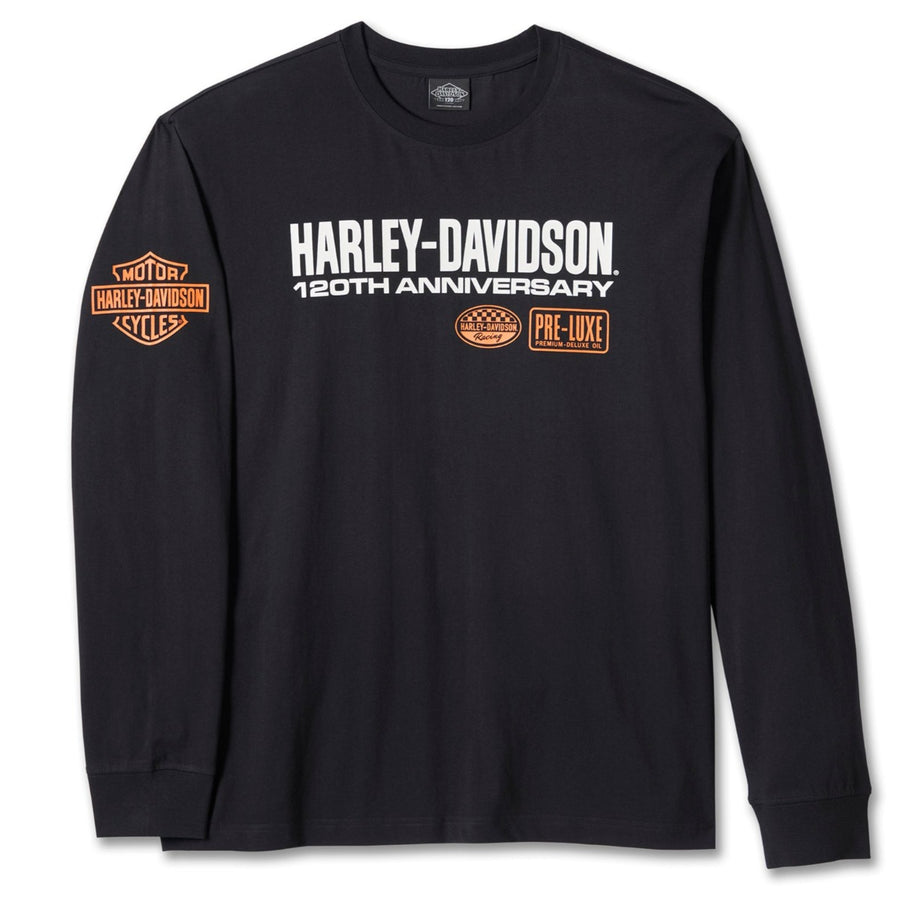 Harley-Davidson 120th Anniversary Men's Racing Logos Long Sleeve Shirt, Black 97548-23VM