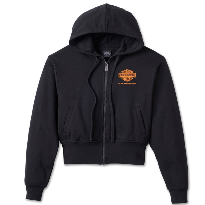 Harley-Davidson 120th Anniversary Women's Zip Front Hoodie, Black 97550-23VW