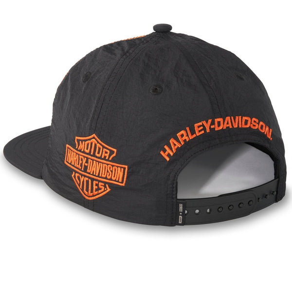 Harley-Davidson Men's Embroidered Screamin' Eagle Adjustable Snapback Hat, Black/Orange 97605-24VM