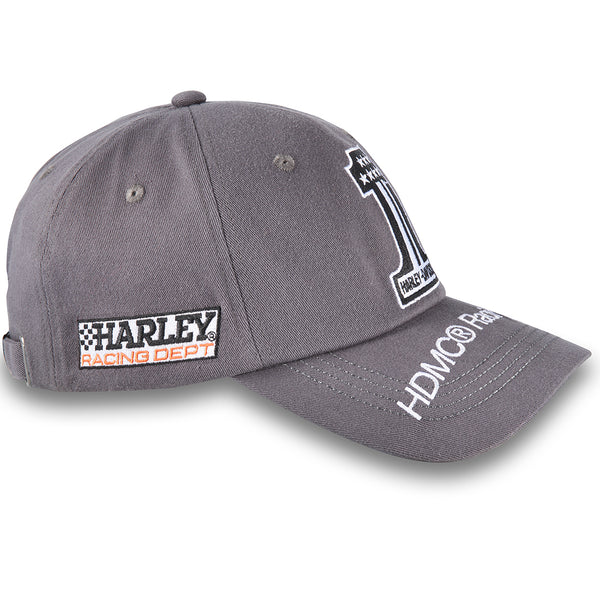 Harley-Davidson Men's #1 Racing Logo Flat Brim Adjustable Cap, Blackened Pearl Hat 97610-24VM