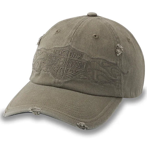 Harley-Davidson Men's Flying Lap Distressed Stretch-Fit Cap, Grape Leaf 97616-25VM