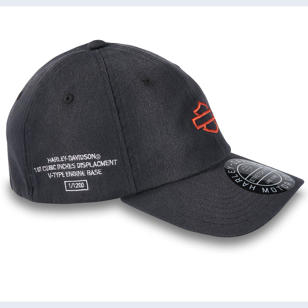 Harley-Davidson Men's Engineered Fitted Cap, Black Hat 97624-24VM