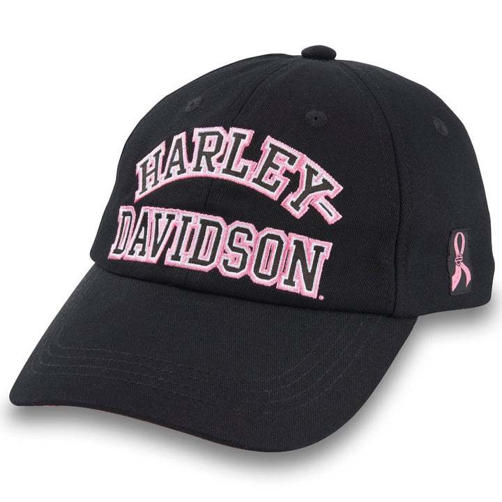 Harley-Davidson Women's Pink Label Logo Adjustable Cap, Black/Pink Hat 97632-24VW