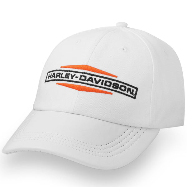 Harley-Davidson Women's Stacked Bar & Shield Adjustable Ponytail Hat, White Cap 97634-25VW