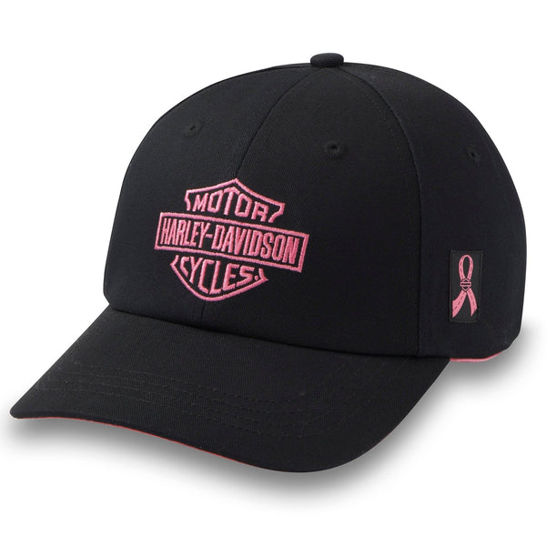 Harley-Davidson Women's Pink Label B&S Logo Adjustable Baseball Cap, Black Hat 97639-25VW